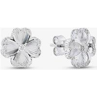 T.H.Baker Women's 9ct White Gold 0.15ct Diamond Clover Stud Earrings THE46885-15SF (WG) in Silver