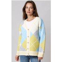 Aftershock London Women's Argyle WoolBlend Knit Cardigan in Lime