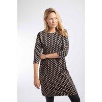 Weird Fish Women's Starshine Printed Jersey Dress in Dark Navy | Size: 14