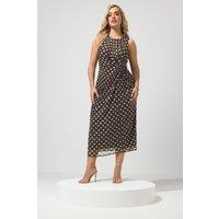 Yours Women's Polka Dot Maxi Dress in Chocolate | Size: 18