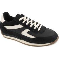 Jones Bootmaker Women's Aeries Leather Lace Up Trainers in Black | Size: 6