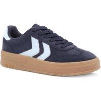 Bellissimo Women's Leather Platform Lace Up Trainers in Navy | Size: 9