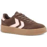 Bellissimo Women's Leather Platform Lace Up Trainers in Brown | Size: 3