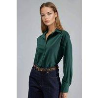 Busem Women's Button-Up Relaxed Fit Shirt in Dark Green | Size: Large