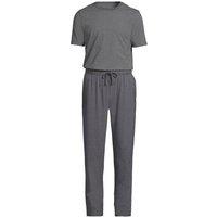 Lands' End Men's Stretch Cotton Pyjama Set in Charcoal | Size: XL