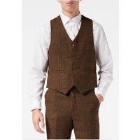 XPOSED Men's Herringbone Check Waistcoat - Perfect for Any Occasion in Tan | Size: 50R