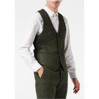 XPOSED Men's Herringbone Tweed Check Waistcoat - Peaky Blinders Style in Green | Size: 48R