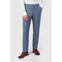 Racing Green Men's Flat Fronted Regular Suit Trousers in Mid Blue | Size: 36R
