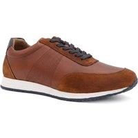 Jones Bootmaker Men's Salvi Wide Fit Leather Trainers in Tan | Size: 8