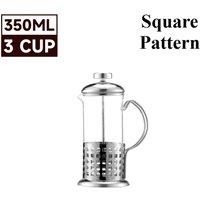 YnysTec Stainless Steel Glass Cafetiere French Press Coffee Tea Maker Kitchen in Silver | Size: 350ml