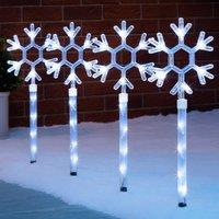 Christow Snowflake Path Lights Set Outdoor Christmas Decorations Flashing LED 4 x 44cm in Cool White | Size: 4 x 44 cm