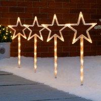 Christow Christmas Path Lights Set Outdoor Star Decorations Flashing LED 4 x 44cm in Cream | Size: 4 x 44 cm