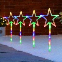 Christow Christmas Path Lights Set Outdoor Star Decorations Flashing LED 4 x 44cm | Size: 4 x 44 cm