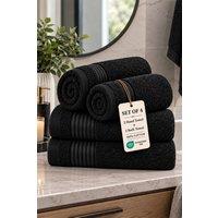 Pamposh Charcoal Bath & Hand Towel Set of 4 - 500 GSM