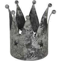 Lemon Pavilion Furniture and Decor Antique Crown Tealight Holder - Metal - L7 x W7 x H8 cm - Silver