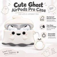 BluCore Cute Ghost Silicone Case Compatible with AirPods Pro in White