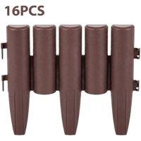 EONLION 16PCS Garden Edging Border Plastic Palisade Lawn Edging in Brown | Size: 1000L