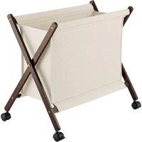 EONLION Retro Foldable Laundry Basket with Wheels in Cream | Size: 100 cm x 15 cm