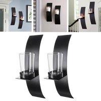 PAWNORA 2X Wall Candle Holders Metal in Black