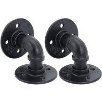 PAWNORA 70x70mm Iron Pipe Shelf Bracket in Black