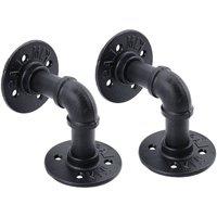 PAWNORA 90x90mm Iron Pipe Shelf Bracket in Black