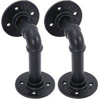 PAWNORA 90x130mm Iron Pipe Shelf Bracket in Black