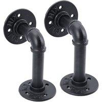 PAWNORA 90x140mm Iron Pipe Shelf Bracket in Black
