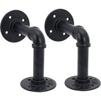 PAWNORA 130x130mm Iron Pipe Shelf Bracket in Black