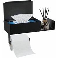 PAWNORA 3in1 Bathroom Toilet Roll Paper Holder in Black