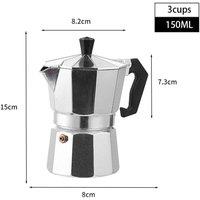 PAWNORA 150ml Italian Mocha Pot Aluminum Octagonal Coffee Maker in Silver