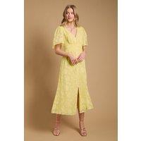 Oasis Women's Button Jacquard Midi Dress in Butter | Size: 8