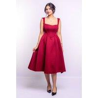 AVINCI Women's WINE SQUARE NECK CORSET FIT & FLARED MIDI DRESS | Size: 14