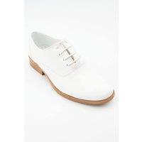 SIRRI Boy's Kids Derby Communion Lace Up Dress Shoes in White | Size: 4