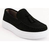 SIRRI Boy's Kids Suede Tassel Moccasin Loafers in Black | Size: 4