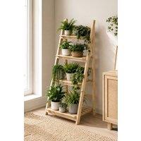 Neo 4 Tier Wooden Plant Stand Foldable Wood Plant Rack in Natural