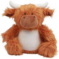 Mumbles Zippie Highland Cow Plush Toy in Brown