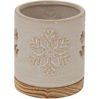 Hill Interiors Ceramic Snowflake Christmas Candle Holder in White