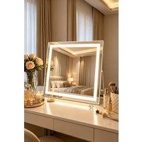 INMTFEI LED Vanity Mirror 5X Magnifier 3 Color Light USB Rechargeable Dual Use in White
