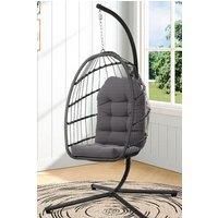 Living and Home 125 x 53cm Outdoor Waterproof Tufted Swing Seat Cushion in Dark Grey | Size: 125 x 53 cm