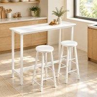 STILVORA Bar Table 120cm with Adjustable Legs & Metal Frame in White