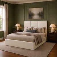 Desire Deco Plush Velvet Stanley Upholstered Bed Frame in Cream | Size: Single
