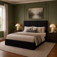 Desire Deco Plush Velvet Stanley Upholstered Bed Frame in Black | Size: King