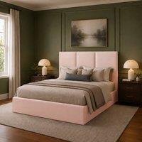 Desire Deco Plush Velvet Stanley Upholstered Bed Frame in Pink | Size: King