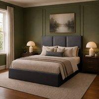 Desire Deco Plush Velvet Stanley Upholstered Bed Frame in Charcoal | Size: King