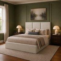 Desire Deco Plush Velvet Stanley Upholstered Bed Frame in Light Beige | Size: Super King