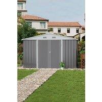 Living and Home 10x8ft Metal Shed Garden Storage Shed Apex Roof Double Lockable Door, Grey