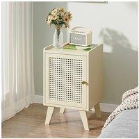 Living and Home Modern Minimalist Style Nightstand Bedside Table with One Door in Cream