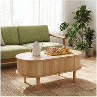 Living and Home Wooden Oval Lift-Top Coffee Table in Natural