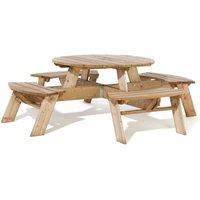 Rowlinsons Round Picnic Table with Assembly - L200 x W200 x H72 cm in Brown