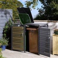Rowlinsons Chelsea Double Bin Store with Assembly - Steel - L81xW132.5xH116.5 cm in Dark Grey